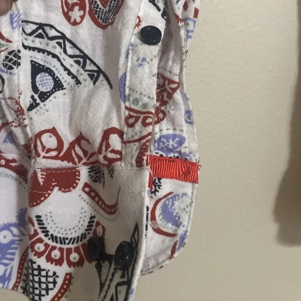 Tayion Montee Holland men Paisley Shirt White M button down casual festival Y2K